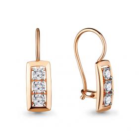 Золотые серьги AQUAMARINE 46698 с фианитом 46698 фото