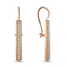 Золотые серьги AQUAMARINE 46699А с фианитом 46699А фото