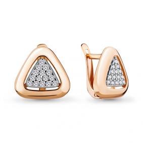 Золотые серьги AQUAMARINE 46701А с фианитом 46701А фото