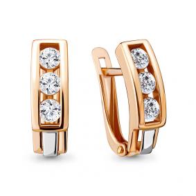 Золотые серьги AQUAMARINE 46713А с фианитом 46713А фото