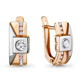 Золотые серьги AQUAMARINE 46718А с фианитом 46718А фото