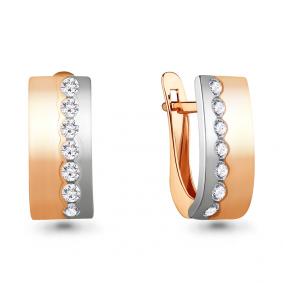 Золотые серьги AQUAMARINE 46719А с фианитом 46719А фото