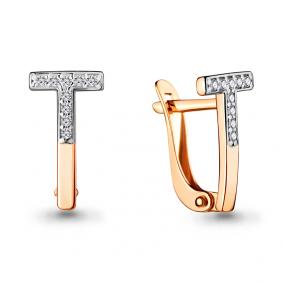 Золотые серьги AQUAMARINE 46769А с фианитом 46769А фото