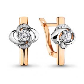 Золотые серьги AQUAMARINE 46776А с фианитом 46776А фото