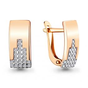 Золотые серьги AQUAMARINE 46791А с фианитом 46791А фото