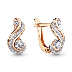 Золотые серьги AQUAMARINE 46801А с фианитом 46801А фото