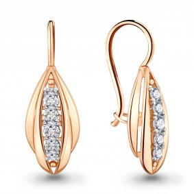 Золотые серьги AQUAMARINE 46807А с фианитом 46807А фото