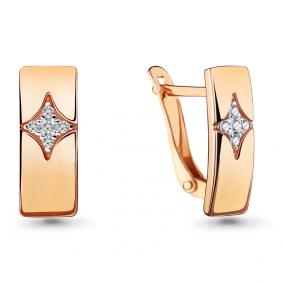 Золотые серьги AQUAMARINE 46817 с фианитом 46817 фото