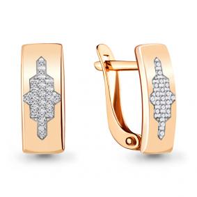 Золотые серьги AQUAMARINE 46819А с фианитом 46819А фото