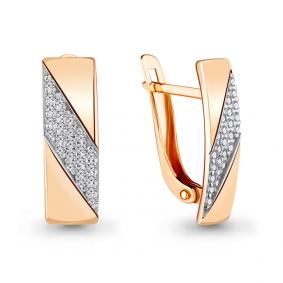 Золотые серьги AQUAMARINE 46820А с фианитом 46820А фото