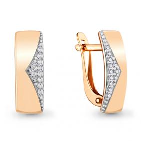 Золотые серьги AQUAMARINE 46822А с фианитом 46822А фото