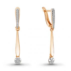 Золотые серьги AQUAMARINE 46829А с фианитом 46829А фото