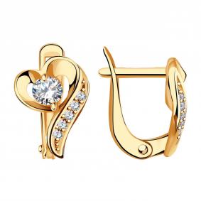 Золотые серьги AQUAMARINE 46843 с фианитом 46843 фото