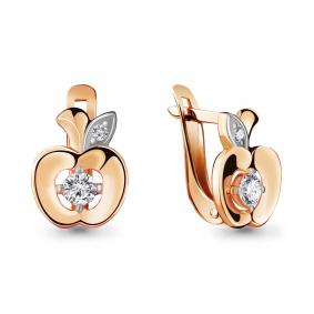 Золотые серьги AQUAMARINE 46855 с фианитом 46855 фото