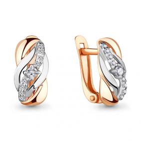 Золотые серьги AQUAMARINE 46858А с фианитом 46858А фото