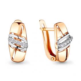 Золотые серьги AQUAMARINE 46859 с фианитом 46859 фото