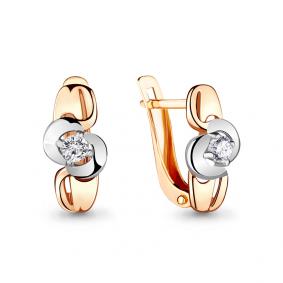Золотые серьги AQUAMARINE 46860 с фианитом 46860 фото