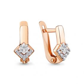 Золотые серьги AQUAMARINE 46864 с фианитом 46864 фото