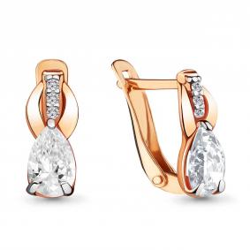 Золотые серьги AQUAMARINE 46865А с фианитом 46865А фото