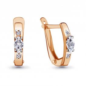 Золотые серьги AQUAMARINE 46866 с фианитом 46866 фото
