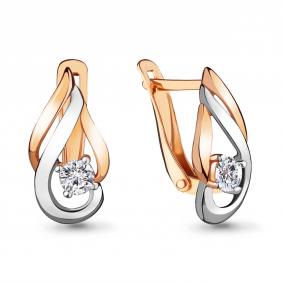 Золотые серьги AQUAMARINE 46879 с фианитом 46879 фото