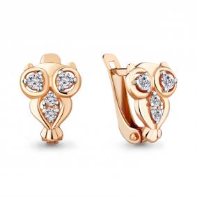 Золотые серьги AQUAMARINE 46880 с фианитом 46880 фото