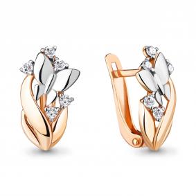 Золотые серьги AQUAMARINE 46881 с фианитом 46881 фото