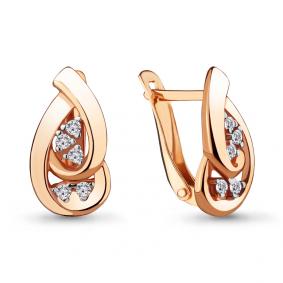 Золотые серьги AQUAMARINE 46887 с фианитом 46887 фото