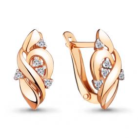 Золотые серьги AQUAMARINE 46888 с фианитом 46888 фото