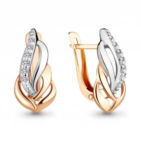 Золотые серьги AQUAMARINE 46889А с фианитом 46889А фото