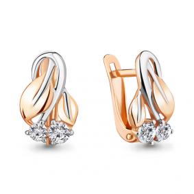 Золотые серьги AQUAMARINE 46890 с фианитом 46890 фото