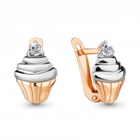 Золотые серьги AQUAMARINE 46900 с фианитом 46900 фото