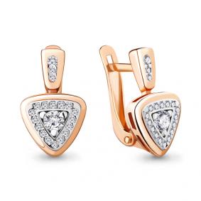 Золотые серьги AQUAMARINE 46923А с фианитом 46923А фото