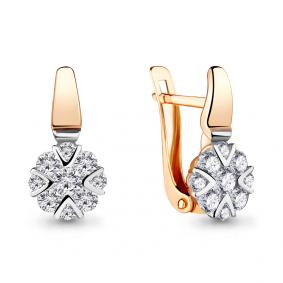 Золотые серьги AQUAMARINE 46941А с фианитом 46941А фото