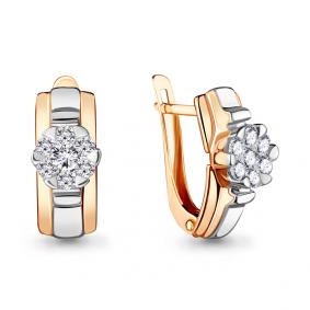 Золотые серьги AQUAMARINE 46944А с фианитом 46944А фото