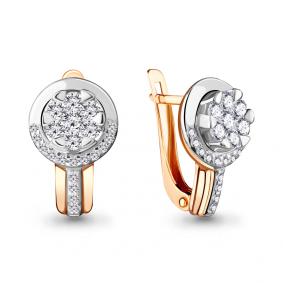 Золотые серьги AQUAMARINE 46946А с фианитом 46946А фото