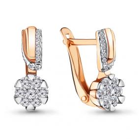 Золотые серьги AQUAMARINE 46947А с фианитом 46947А фото