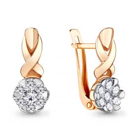 Золотые серьги AQUAMARINE 46948А с фианитом 46948А фото