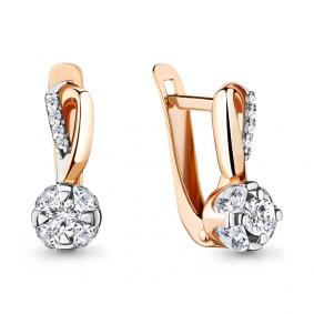 Золотые серьги AQUAMARINE 46953А с фианитом 46953А фото