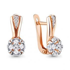 Золотые серьги AQUAMARINE 46955А с фианитом 46955А фото