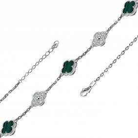 Серебряный браслет TALANT 47-72-000X-11159 с фианитом и малахитом 47-72-000X-11159 фото