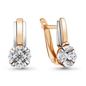 Золотые серьги AQUAMARINE 48053А с фианитом 48053А фото