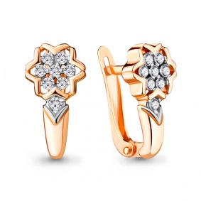 Золотые серьги AQUAMARINE 48075А с фианитом 48075А фото