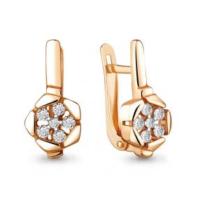 Золотые серьги AQUAMARINE 48078А с фианитом 48078А фото