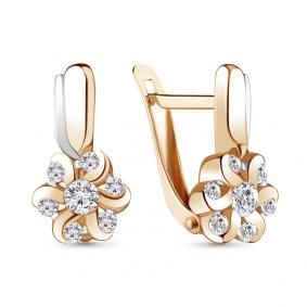 Золотые серьги AQUAMARINE 48083А с фианитом 48083А фото