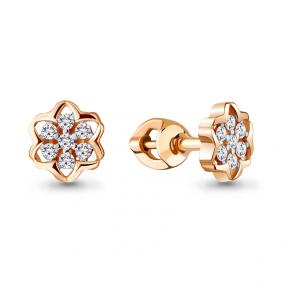 Золотые серьги AQUAMARINE 48110А с фианитом 48110А фото