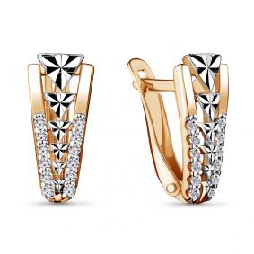 Золотые серьги AQUAMARINE 48143А с фианитом 48143А фото