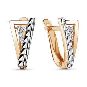 Золотые серьги AQUAMARINE 48145 с фианитом 48145 фото