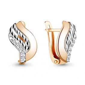 Золотые серьги AQUAMARINE 48148 с фианитом 48148 фото