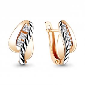 Золотые серьги AQUAMARINE 48184 с фианитом 48184 фото